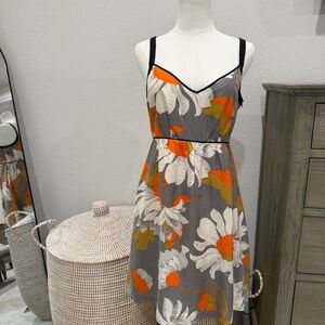 Moulinette Soeurs Anthropologie Womens Dress Size 4 Orange Gray White Silk Strap